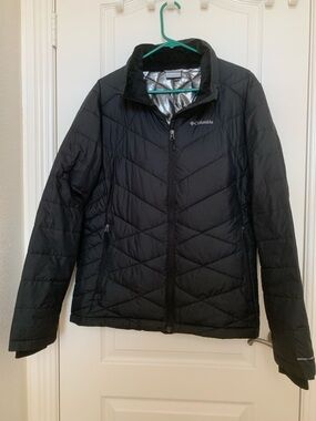 Columbia Omni-Heat Black Puffer Jacket XXL Quilted Lightweight Zip Coat